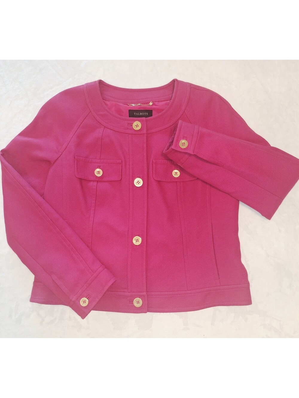 Talbots Blazer Jacket Fuschia W/ Gold Accents Women's Size 12